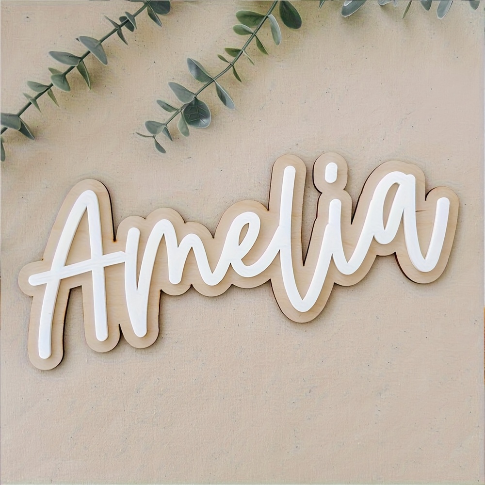 Interior Design Names - Placa de Nome Personalizável em Madeira
