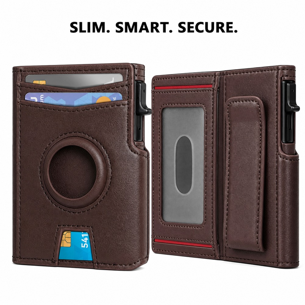 Interior Design Id - Carteira Masculina Dobrável com Bloqueio RFID,